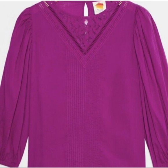 FARM RIO ANTHROPOLOGIE KELSIE PURPLE BLOUSE Top XSP RETAIL $118 New XS Petite - Picture 2 of 4